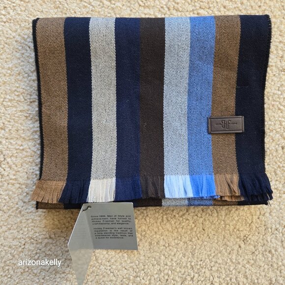 NWT Hickey Freeman Merino Wool Stripe Scarf - Picture 13 of 13